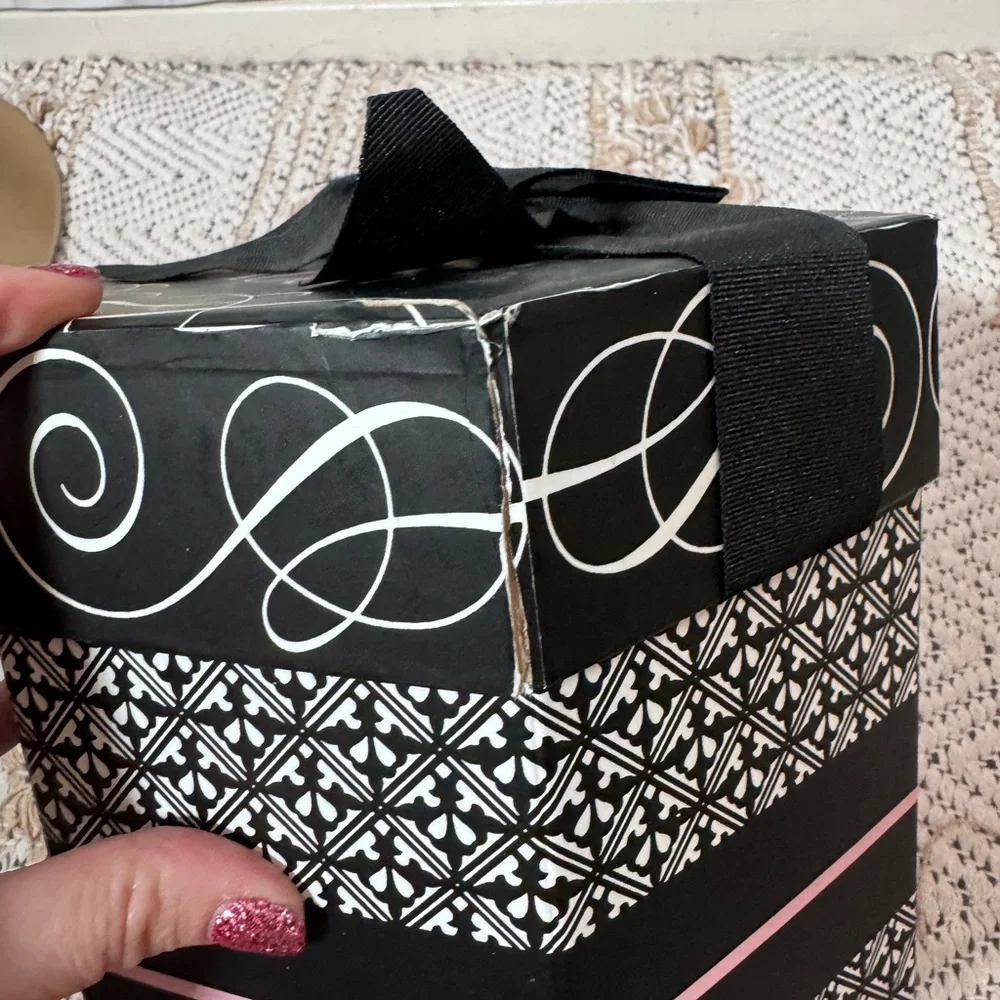 Decorative Black Gift Box with Pink Accents